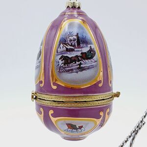 Mr. Christmas Musical Egg Valerie Parr Hill PURPLE Trinket Box Ornament Vtg
